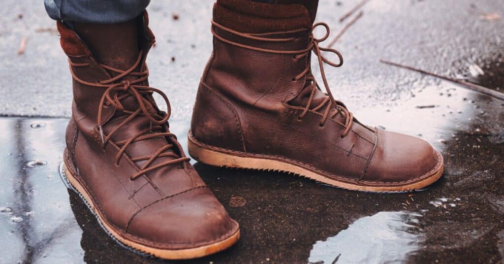 a pair of brown 90s grunge boots