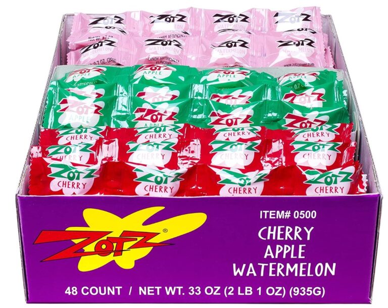 a box of all flavours of zots from the 90s