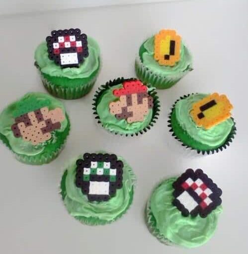 A selection of 90s cupcakes from the computer game Mario
