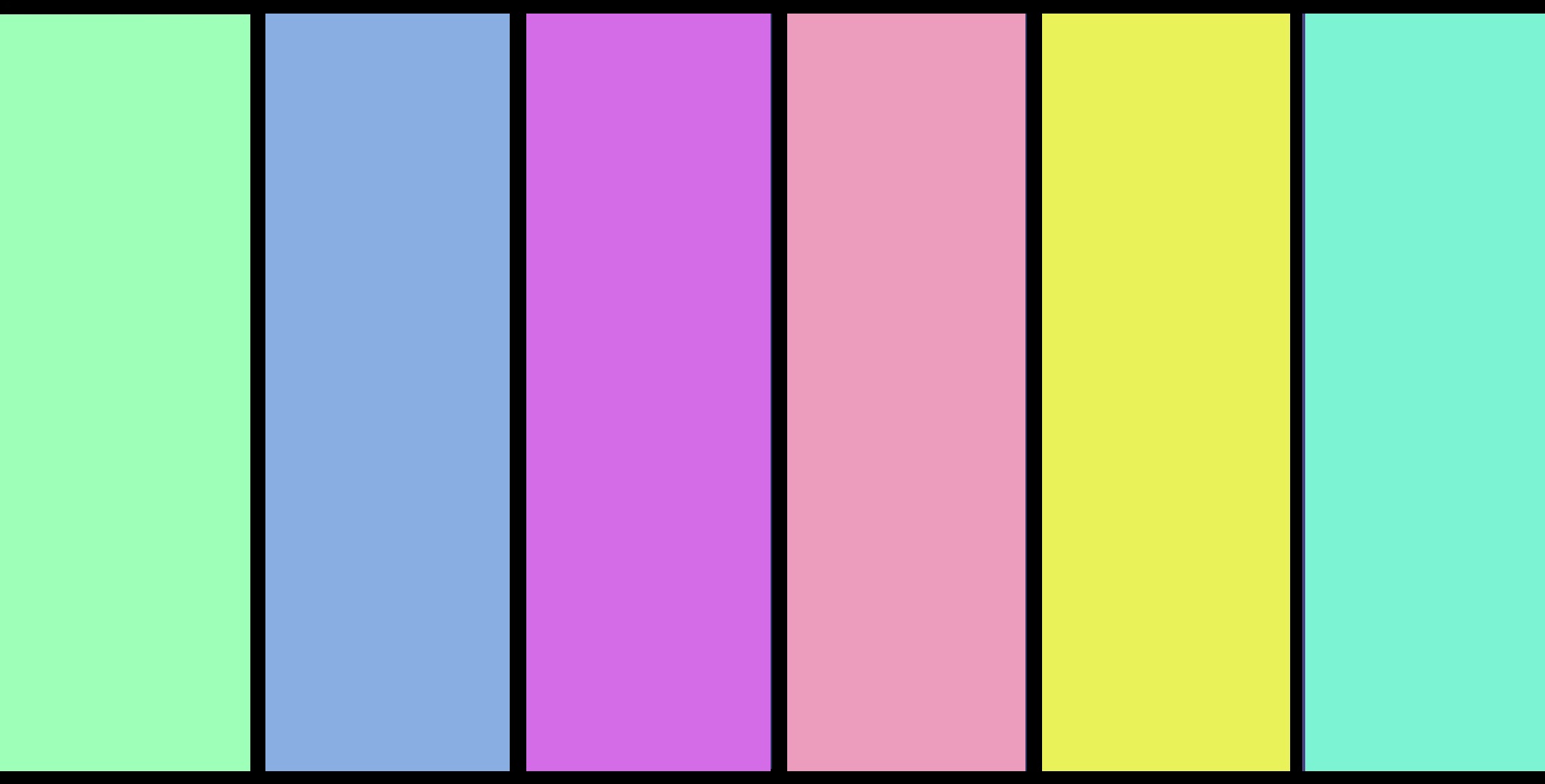 A colour palette of 90s pastel colours