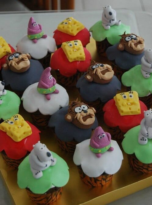 A selection of 90s cupcakes from Spongebob Squarepants