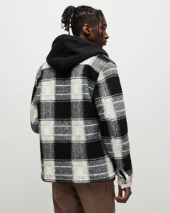 All saints black ecru flannel shirt from the back