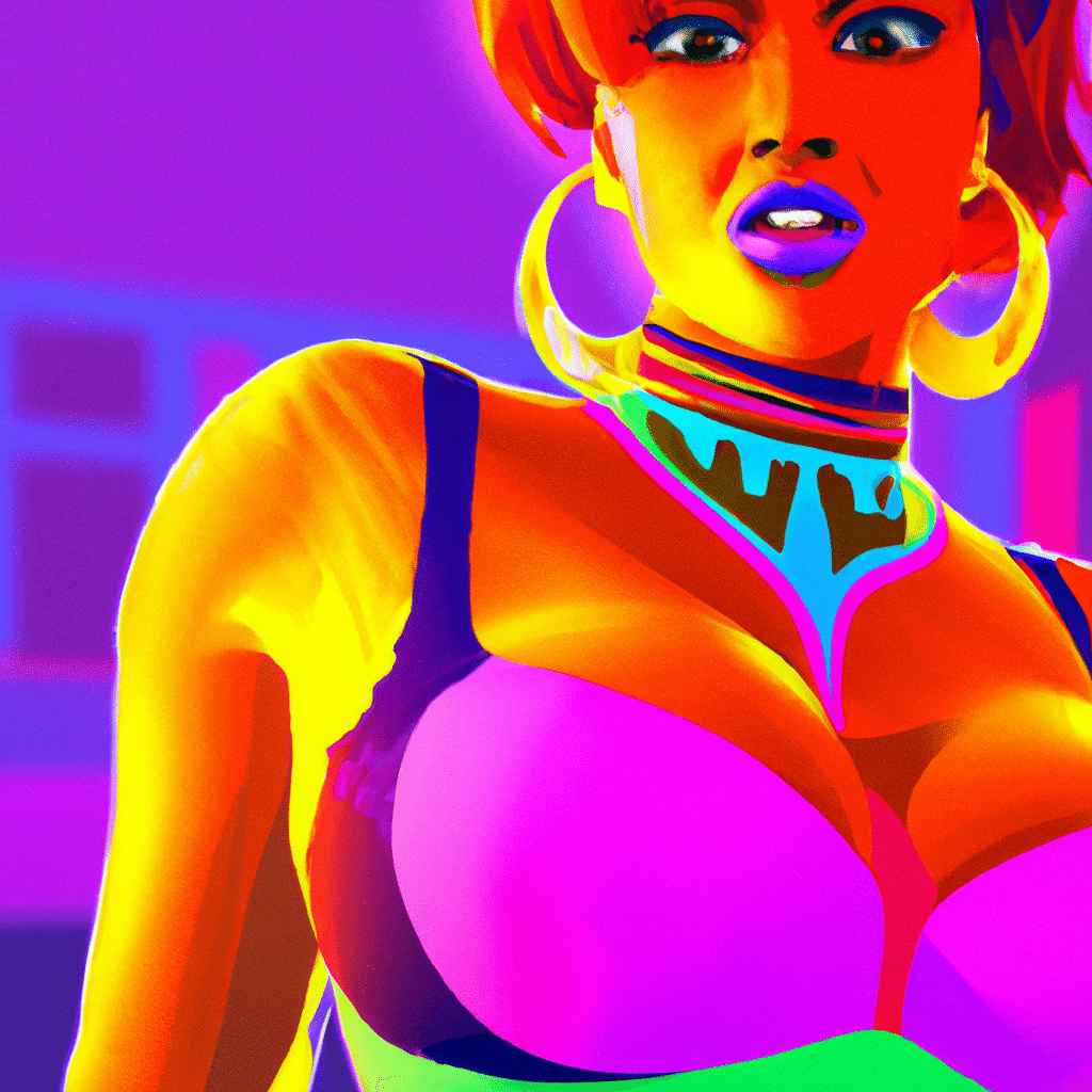an ai image of a 90s hoochie mama in a crop top and big gold hoop earrings
