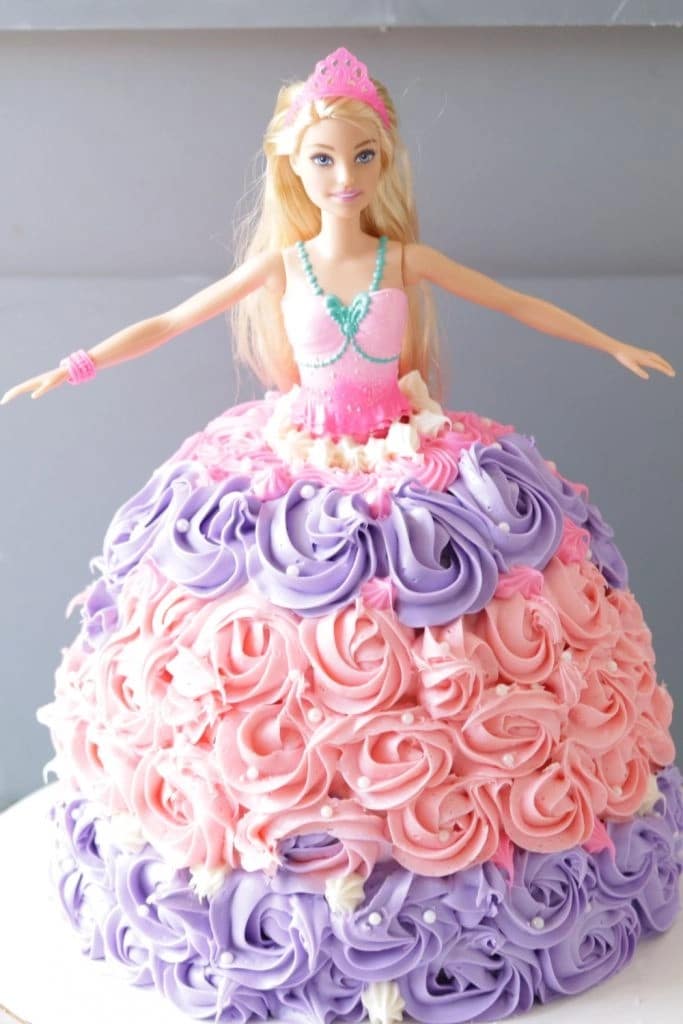 A barbie themed cake from the 1990s