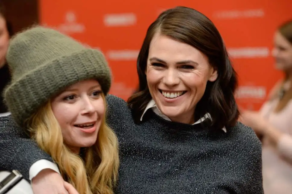 clea duvall happy and smiling together with natasha, her acting lesbian couple