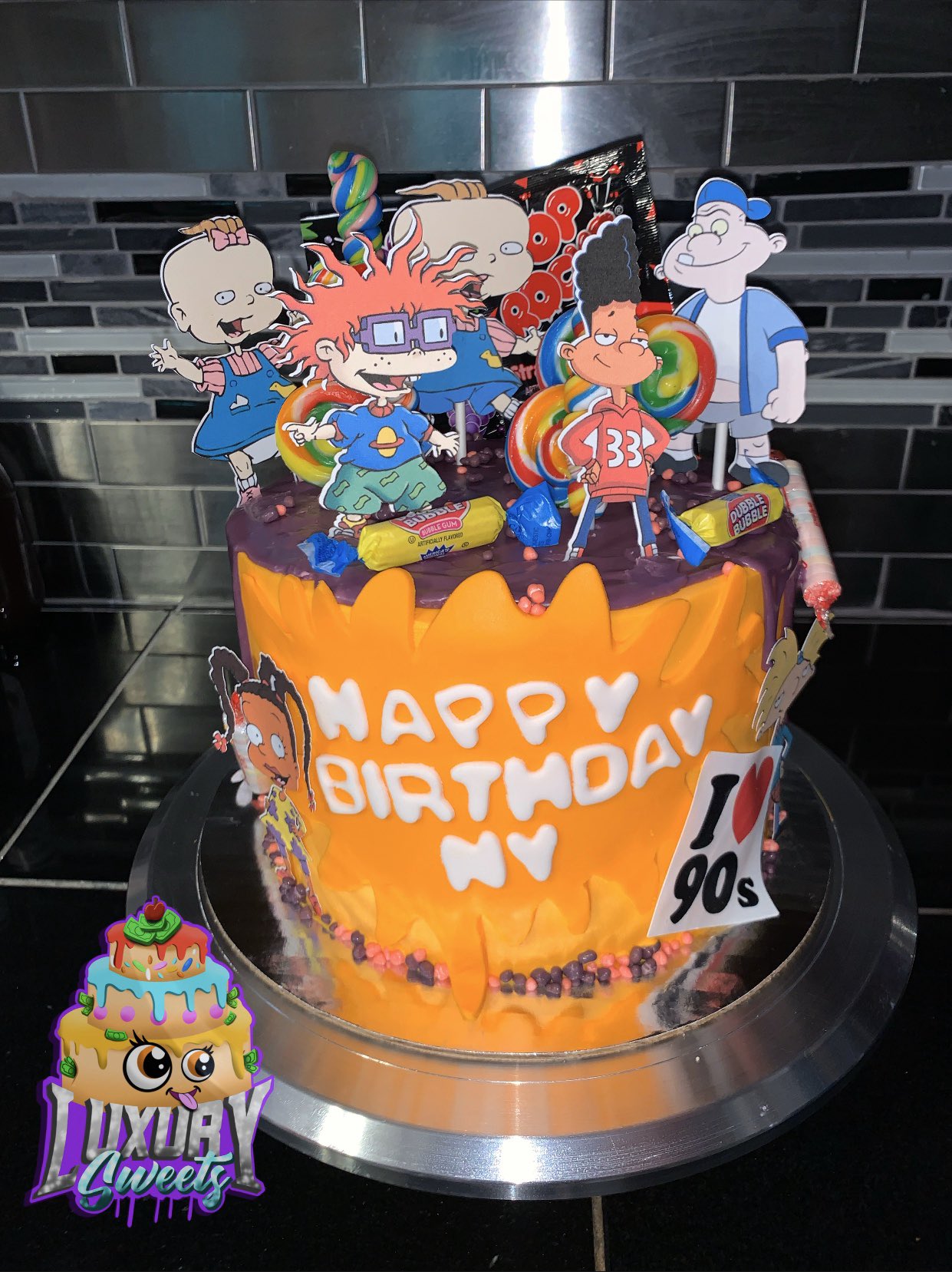A Nickelodeon themed cake from the 1990s