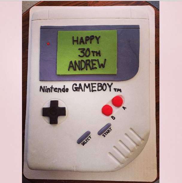 a home made simple 90s cake of a gameboy