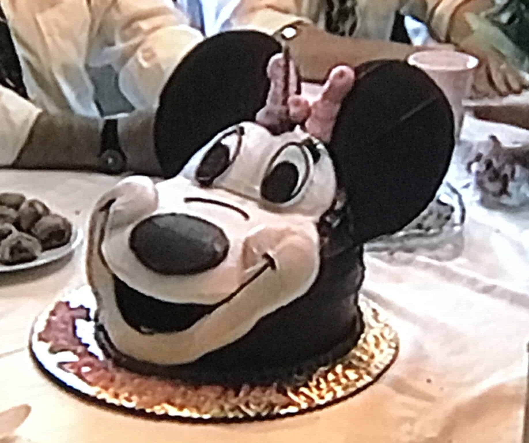 A home-made Micky Mouse cake in the 90s