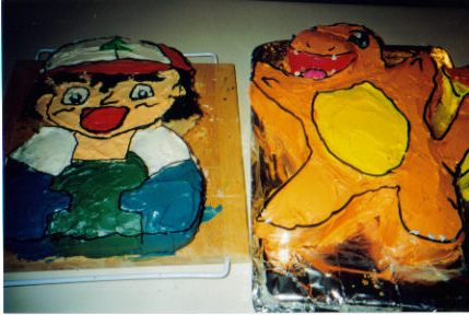 A home-made pokemon themed cake from the 90s