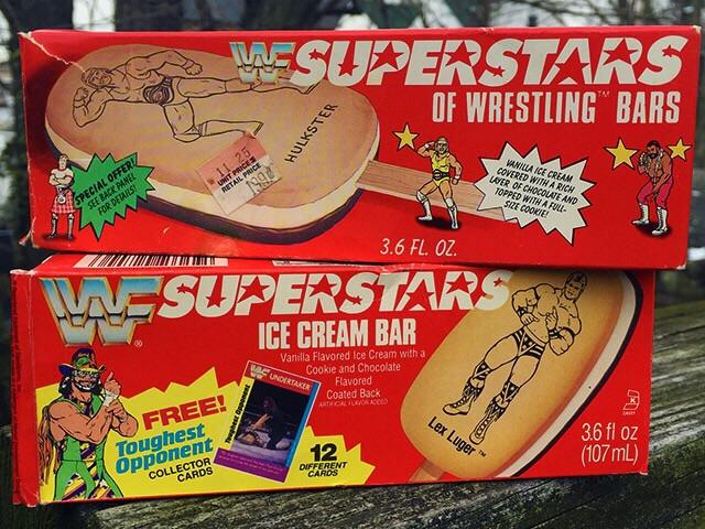 design and packaging of 90s WWE ice cream bars